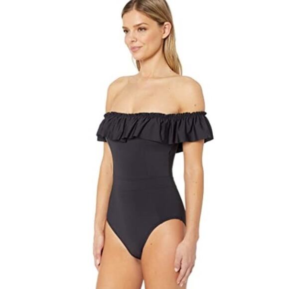 Bleu Rod Bettie one piece off the shoulder ruffle swimsuit sz 6 - Picture 1 of 6